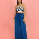 Calça Pantalona em Duna – Azul Petróleo