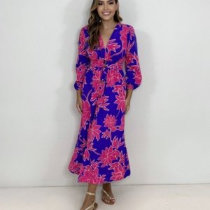 Vestido Clara - Floral Fundo Azul - Image 2