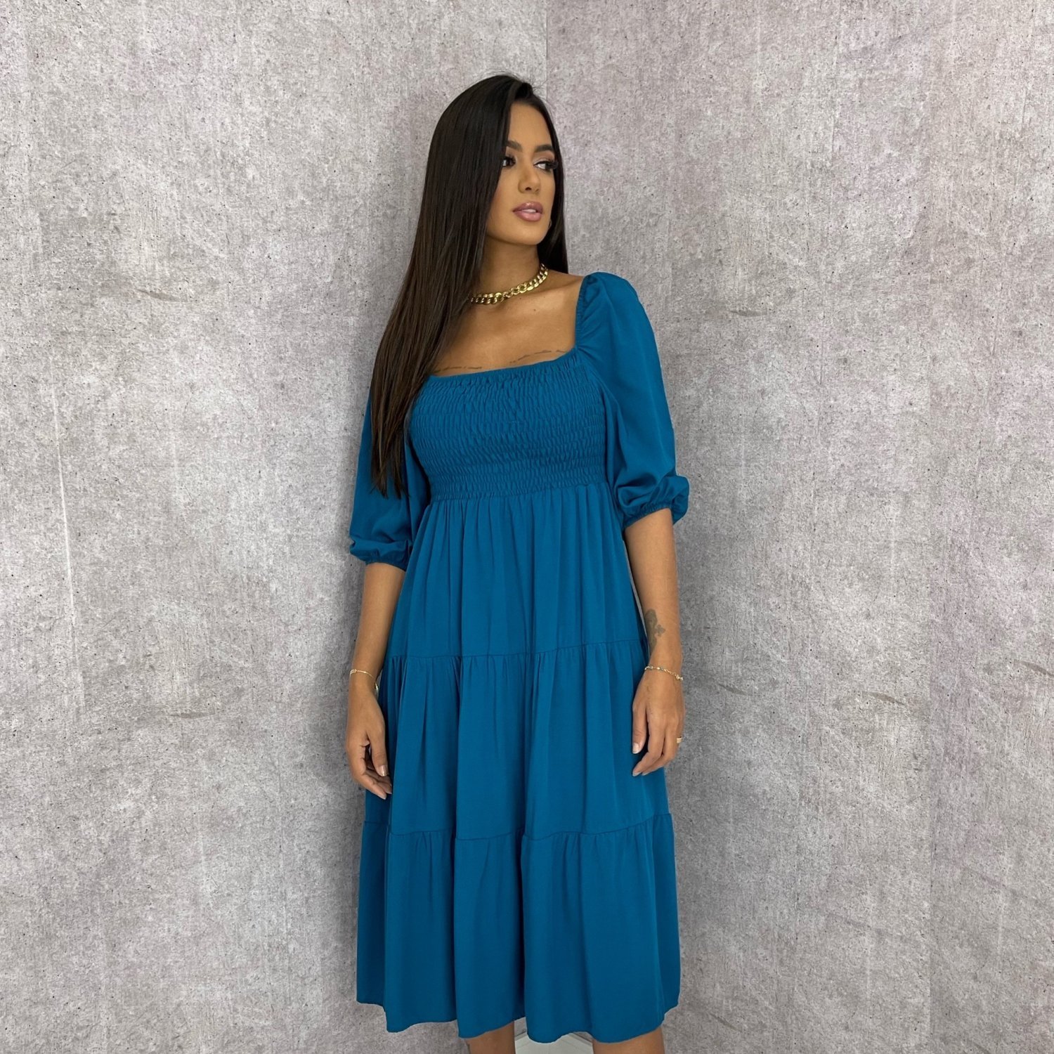Vestido Juliana - Azul Petróleo - Image 1