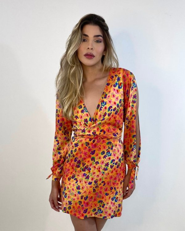 Vestido Marília - Floral Animal Print Amarelo