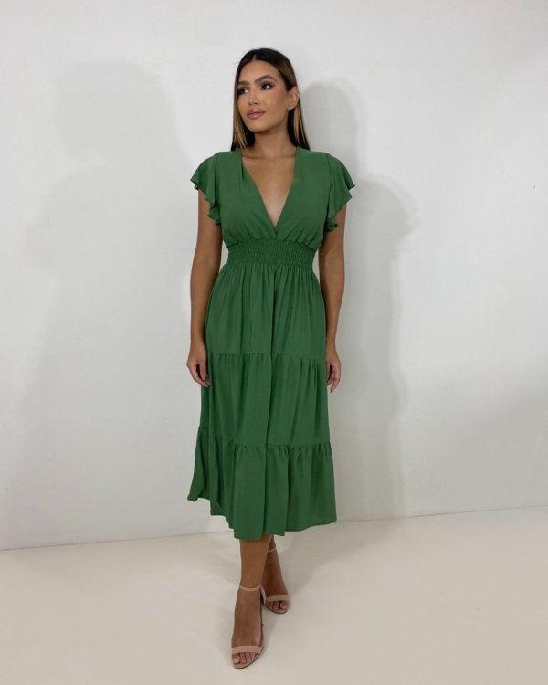 Vestido Laís Midi - Verde Militar