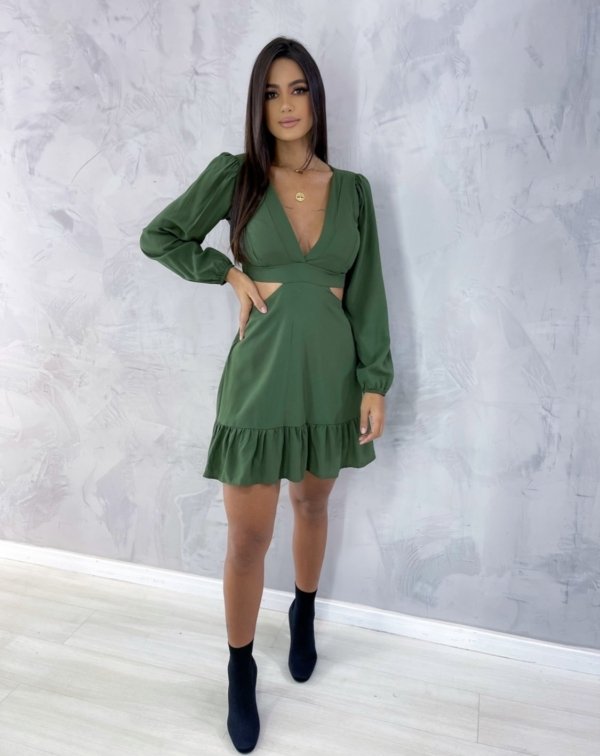 Vestido Cláudia - Verde Militar