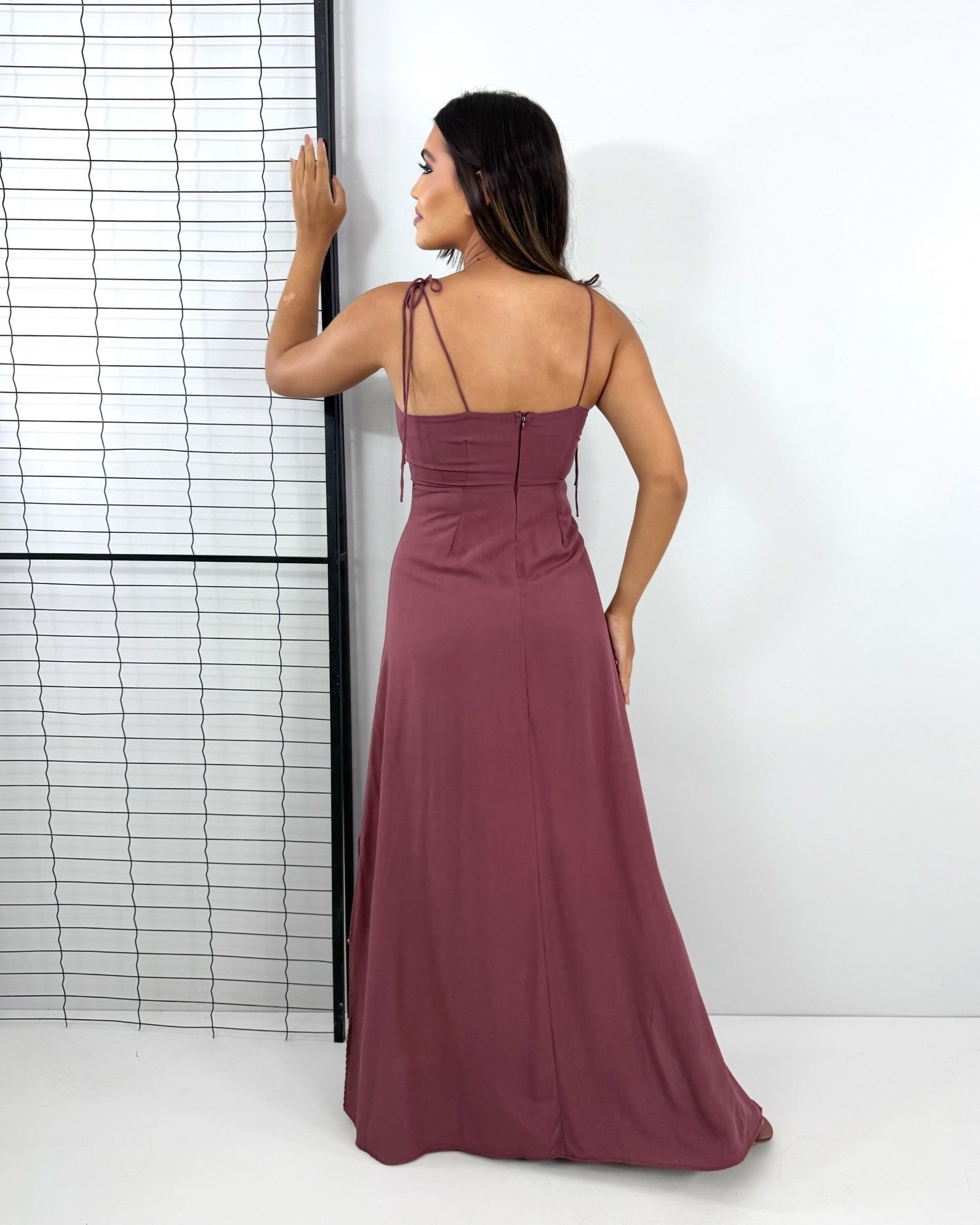 Vestido Drica Longo - Marrom - Image 4