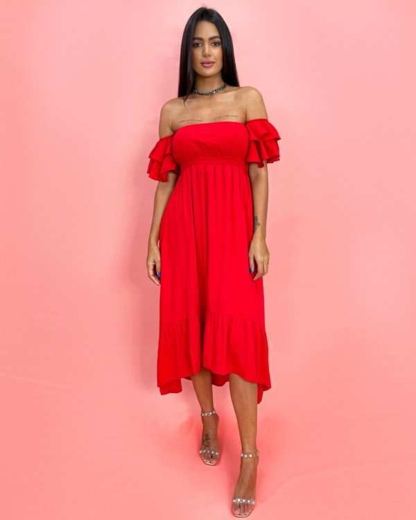 Vestido Gisele - Vermelho Flamingo