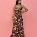 Vestido Camila – Primavera Fundo Preto