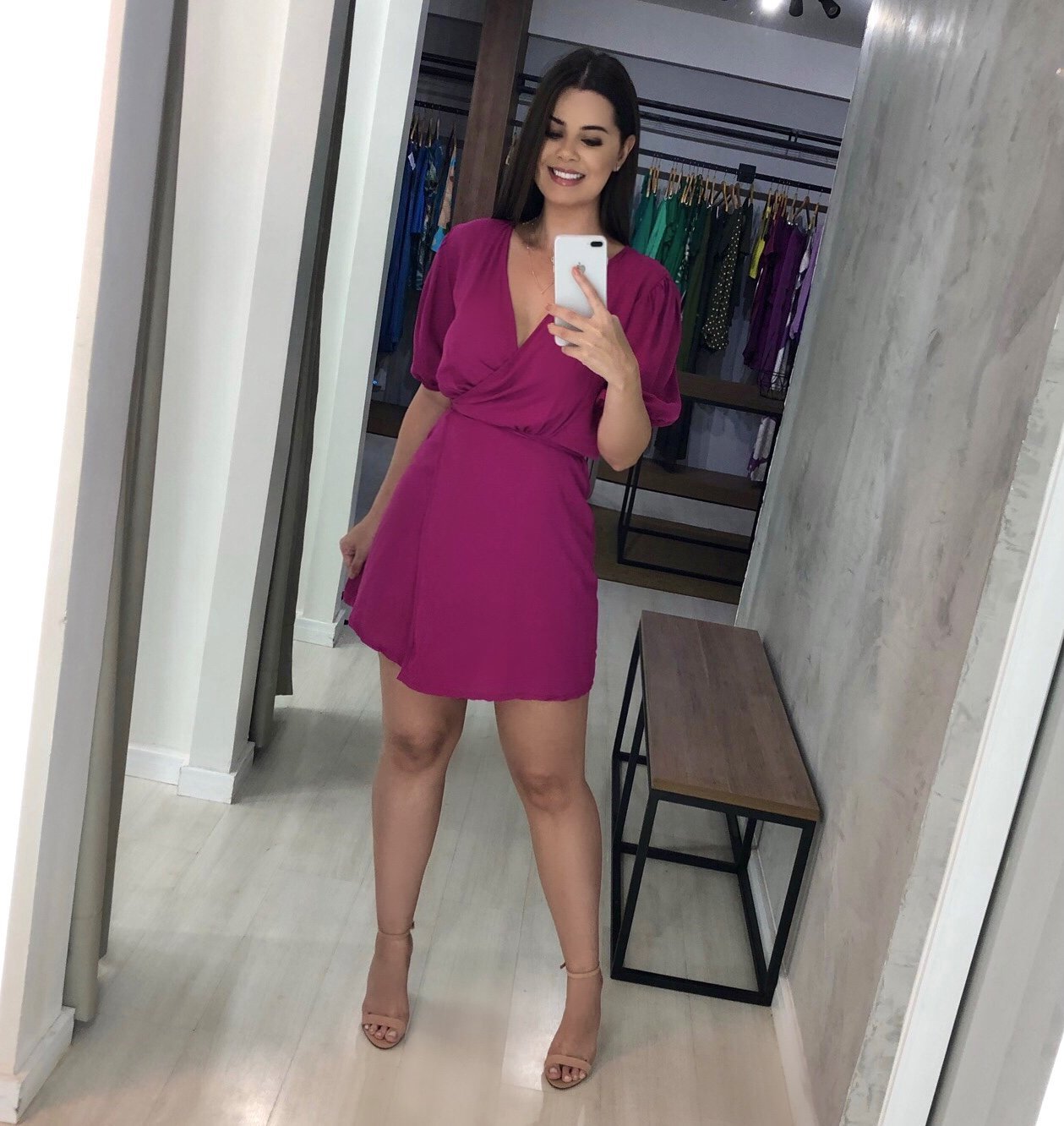 Vestido Érica Manga Princesa - Fúcsia - Image 5