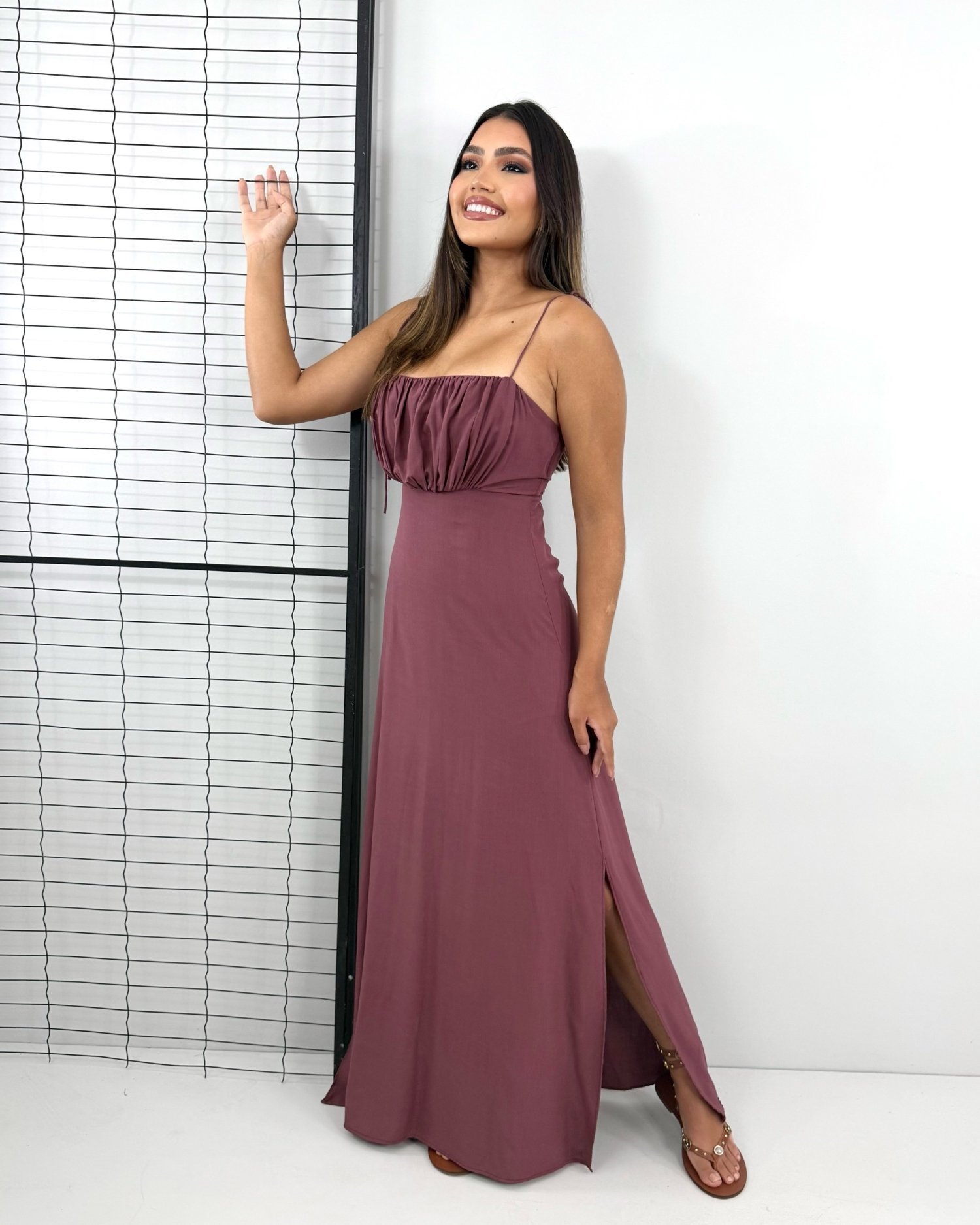 Vestido Drica Longo - Marrom - Image 2