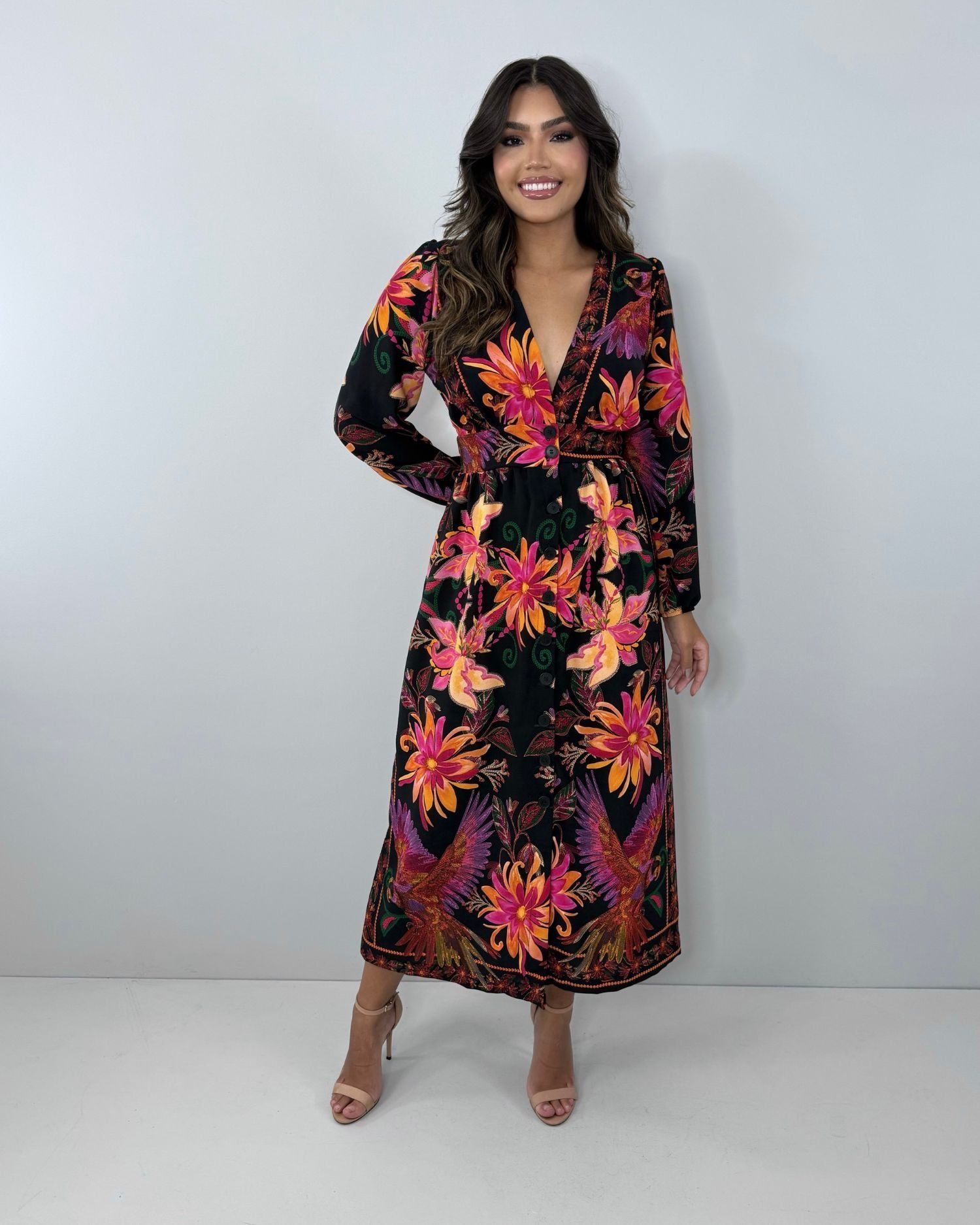 Vestido Clara - Floral Fundo Preto - Image 3