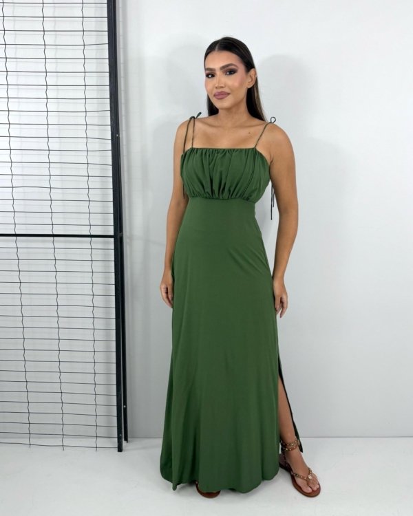 Vestido Drica Longo - Verde Militar