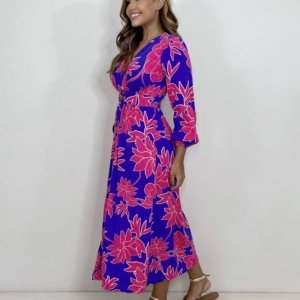 Vestido Clara - Floral Fundo Azul - Image 3