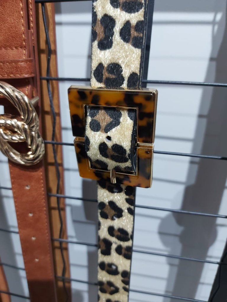 Cinto Fivela Resinada - Animal Print Claro