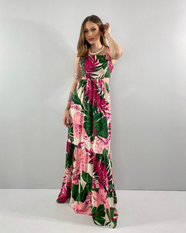 Vestido Pérola - Floral Fundo Bege