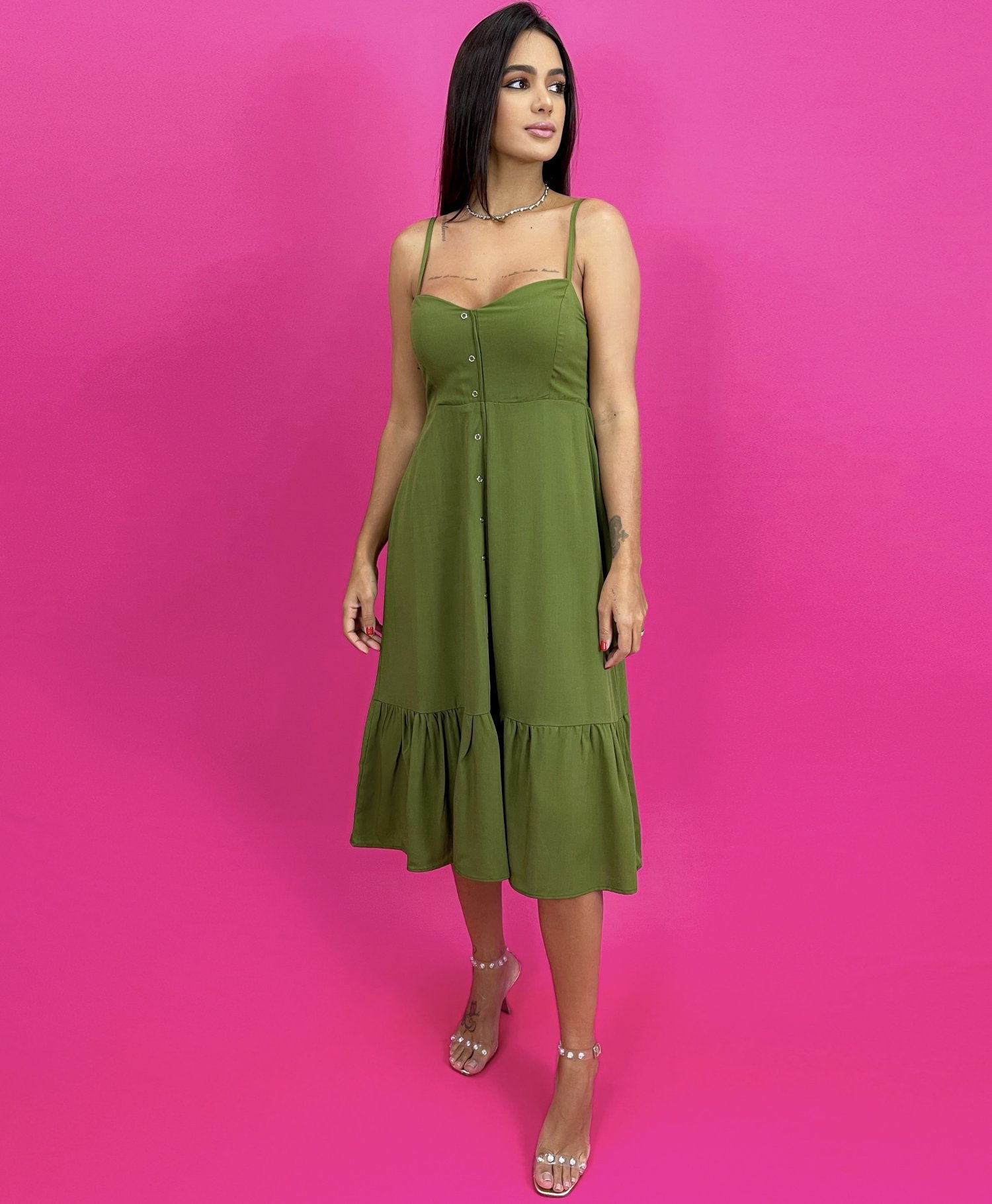 Vestido Evelyn - Verde Militar - Image 1