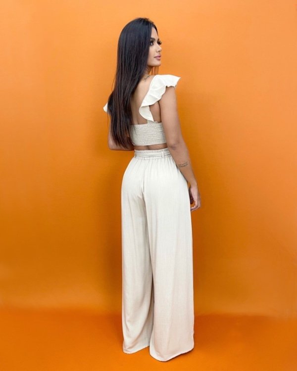 Calça Pantalona - Nude