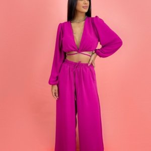 Conjunto Pantalona Simone - Fúcsia - Image 1