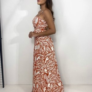 Vestido Naiane Longo - Estampado Fundo Laranja - Image 3