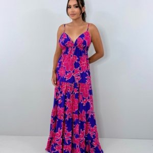 Vestido Sophia - Floral Fundo Azul - Image 3