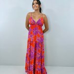 Vestido Sophia – Floral Fundo Laranja
