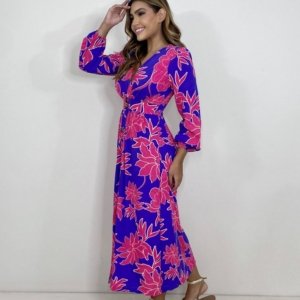 Vestido Clara - Floral Fundo Azul - Image 4