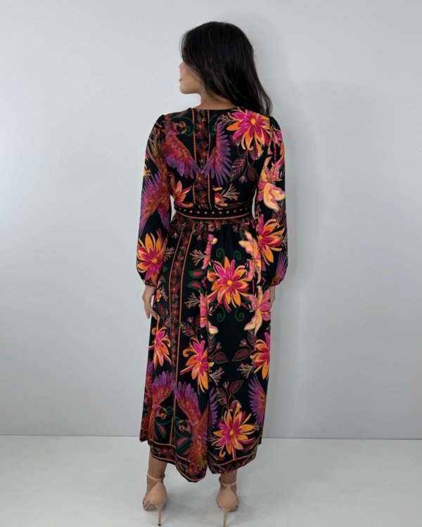 Vestido Clara - Floral Fundo Preto