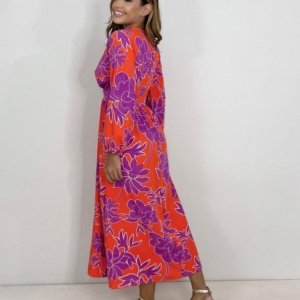 Vestido Clara - Floral Fundo Laranja - Image 3