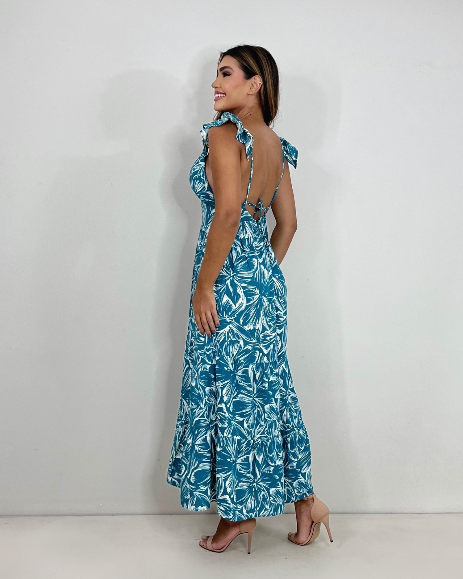 Vestido Maitê - Estampado Fundo Azul - Image 3