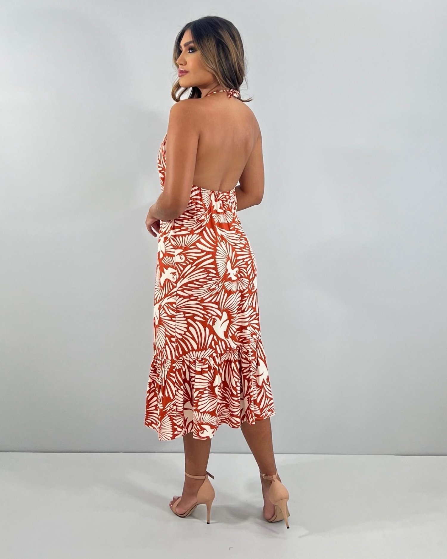 Vestido Safira - Estampado Fundo Laranja - Image 6