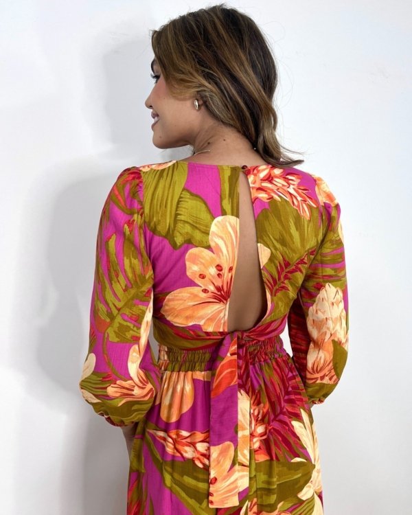 Vestido Mirela - Floral Fundo Pink