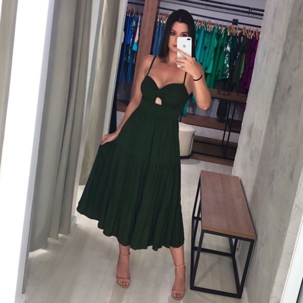 Vestido Jéssica Midi - Verde Militar