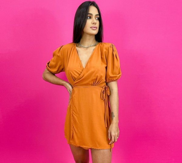 Vestido Érica Manga Princesa - Caramelo