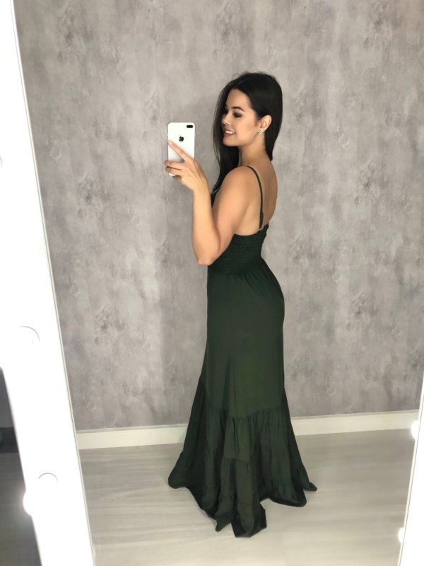 Vestido Jéssica Longo - Verde Militar