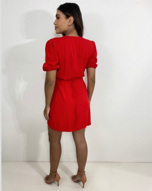 Vestido Érica Manga Princesa - Vermelho
