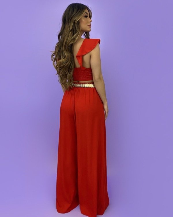 Conjunto Pantalona Samira - Vermelho