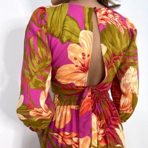 Vestido Mirela - Floral Fundo Pink - Image 4