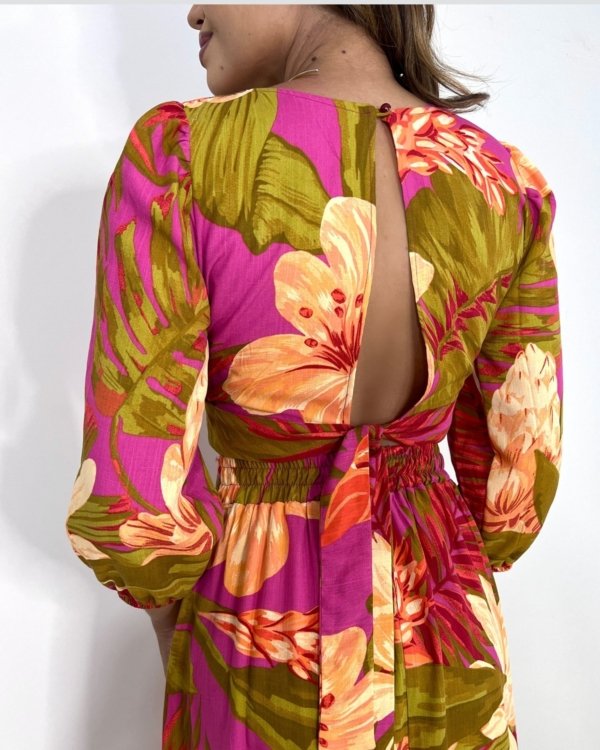 Vestido Mirela - Floral Fundo Pink