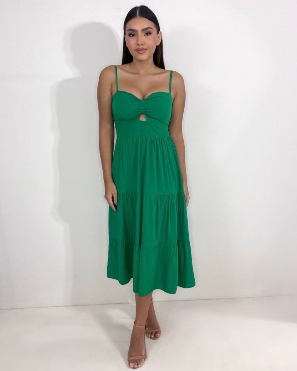 Vestido Jéssica Midi - Verde Bandeira