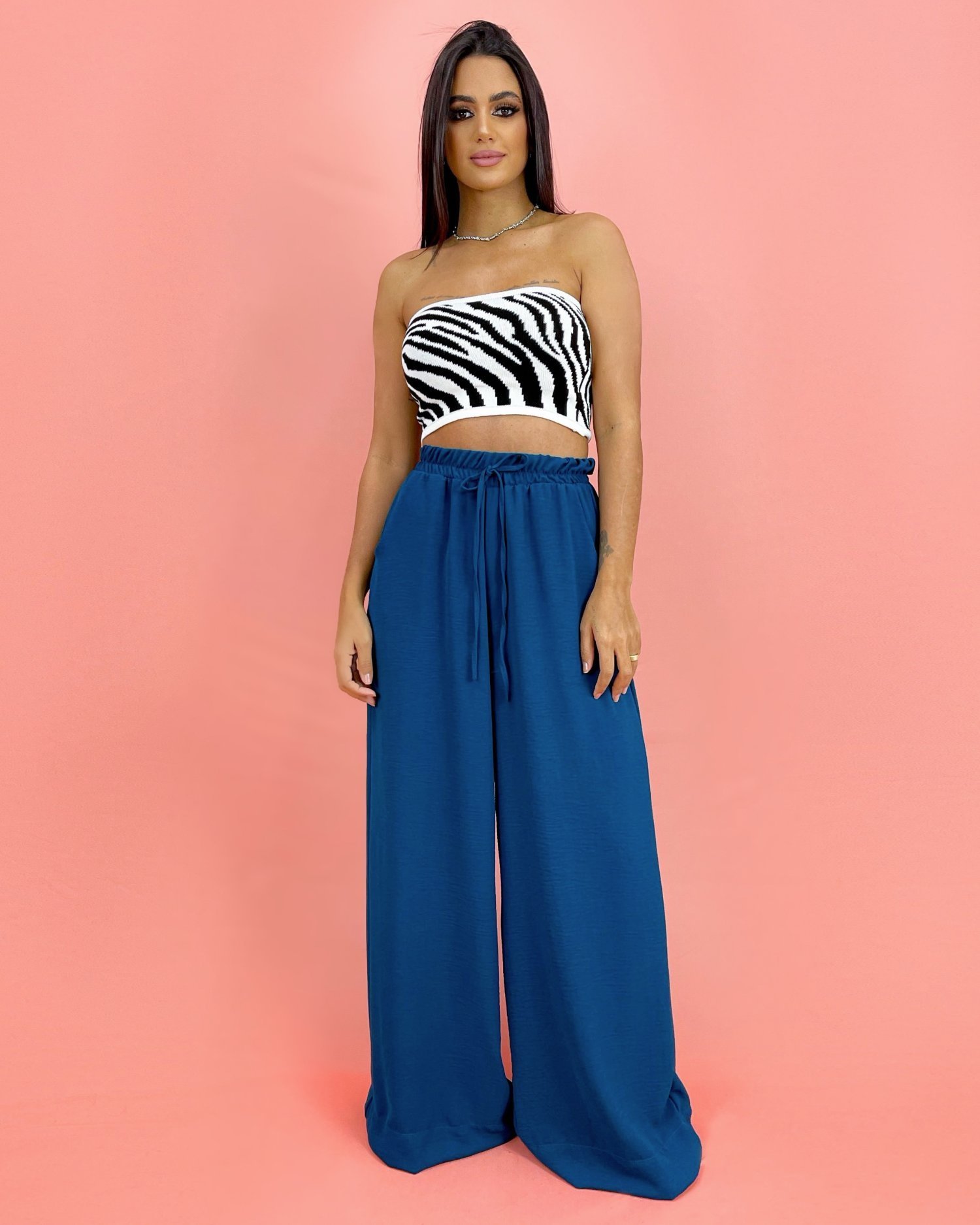 Calça Pantalona - Azul Petróleo - Image 1