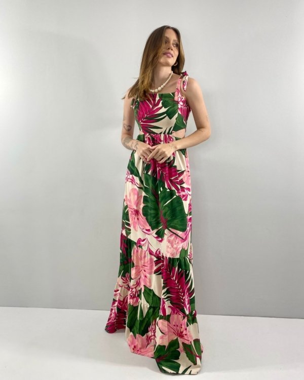 Vestido Pérola - Floral Fundo Bege