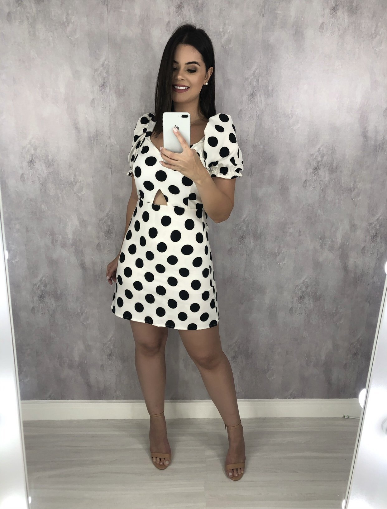 Vestido Diana - Poá Fundo Branco - Image 1