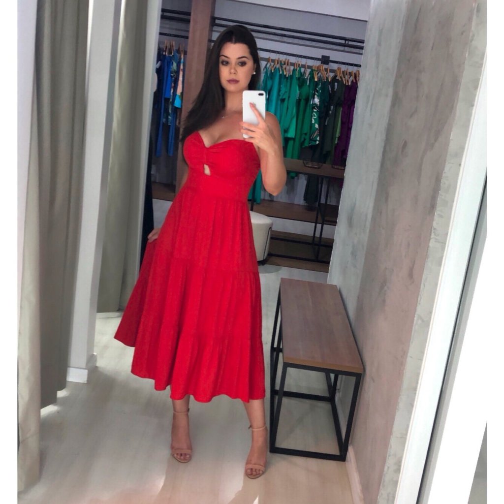 Vestido Jéssica Midi - Vermelho