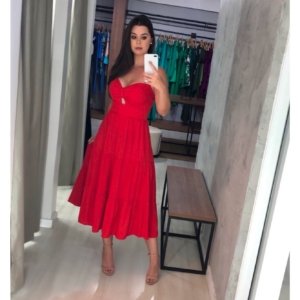 Vestido Jéssica Midi - Vermelho - Image 1