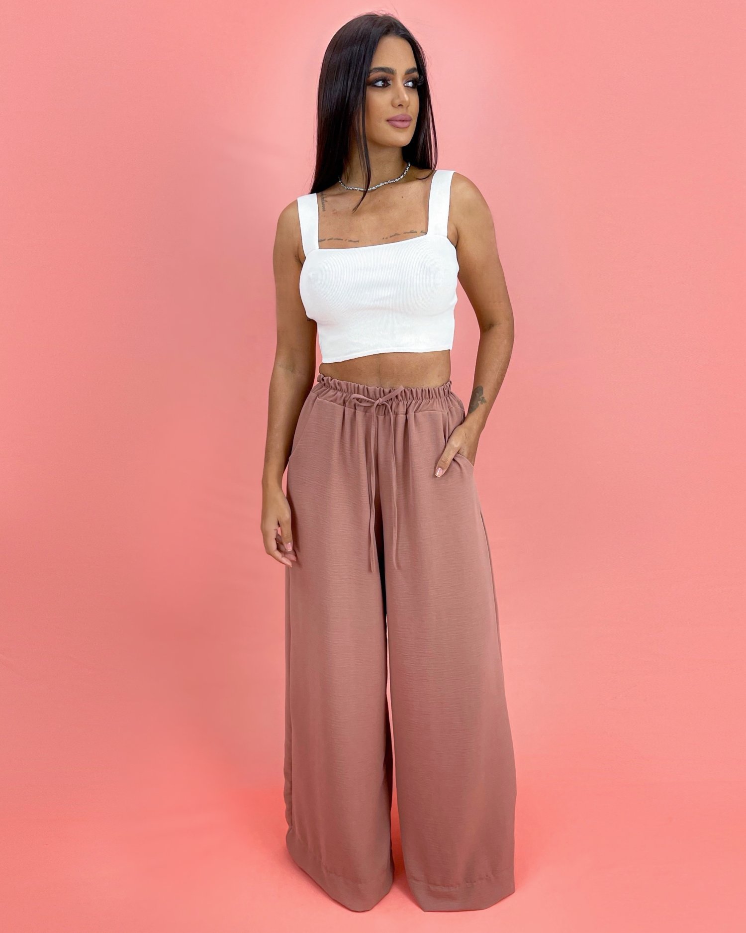 Calça Pantalona em Duna - Nude - Image 2