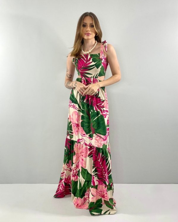 Vestido Pérola - Floral Fundo Bege