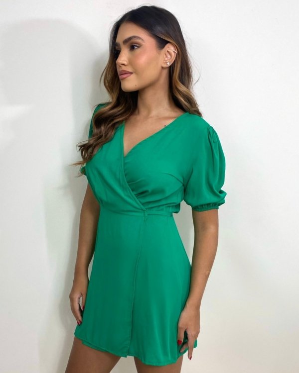 Vestido Érica Manga Princesa - Verde Bandeira