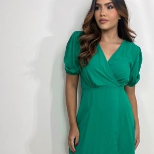 Vestido Érica Manga Princesa - Verde Bandeira - Image 1