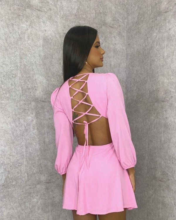 Vestido Leona - Rosa Bebê