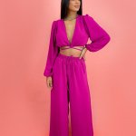 Calça Pantalona em Duna – Fúcsia