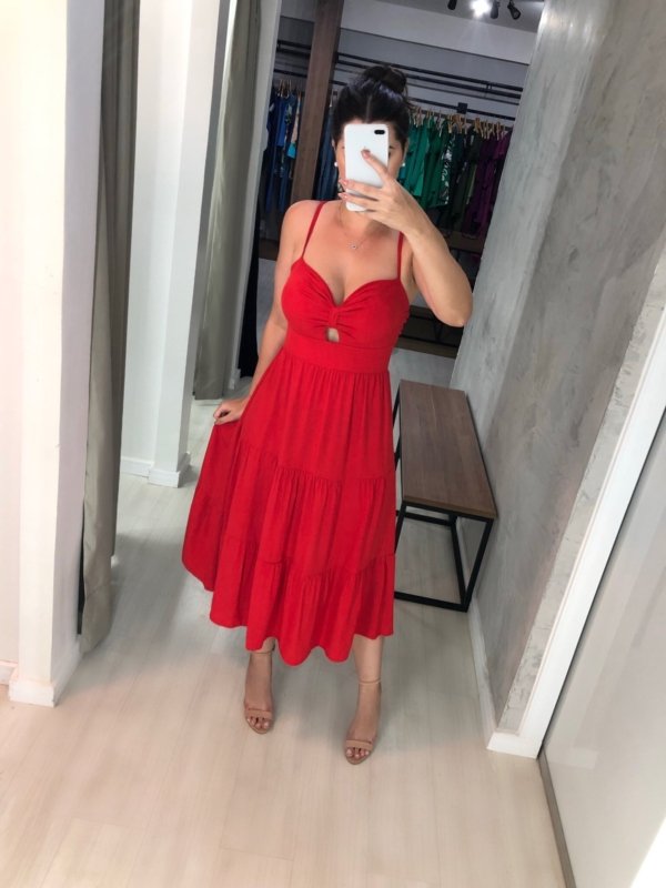 Vestido Jéssica Midi - Vermelho