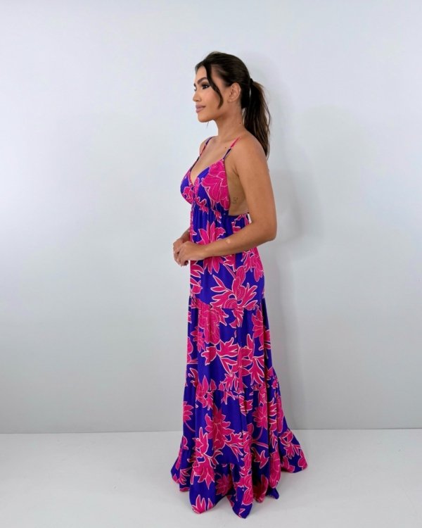 Vestido Sophia - Floral Fundo Azul