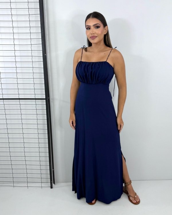 Vestido Drica Longo - Azul Marinho